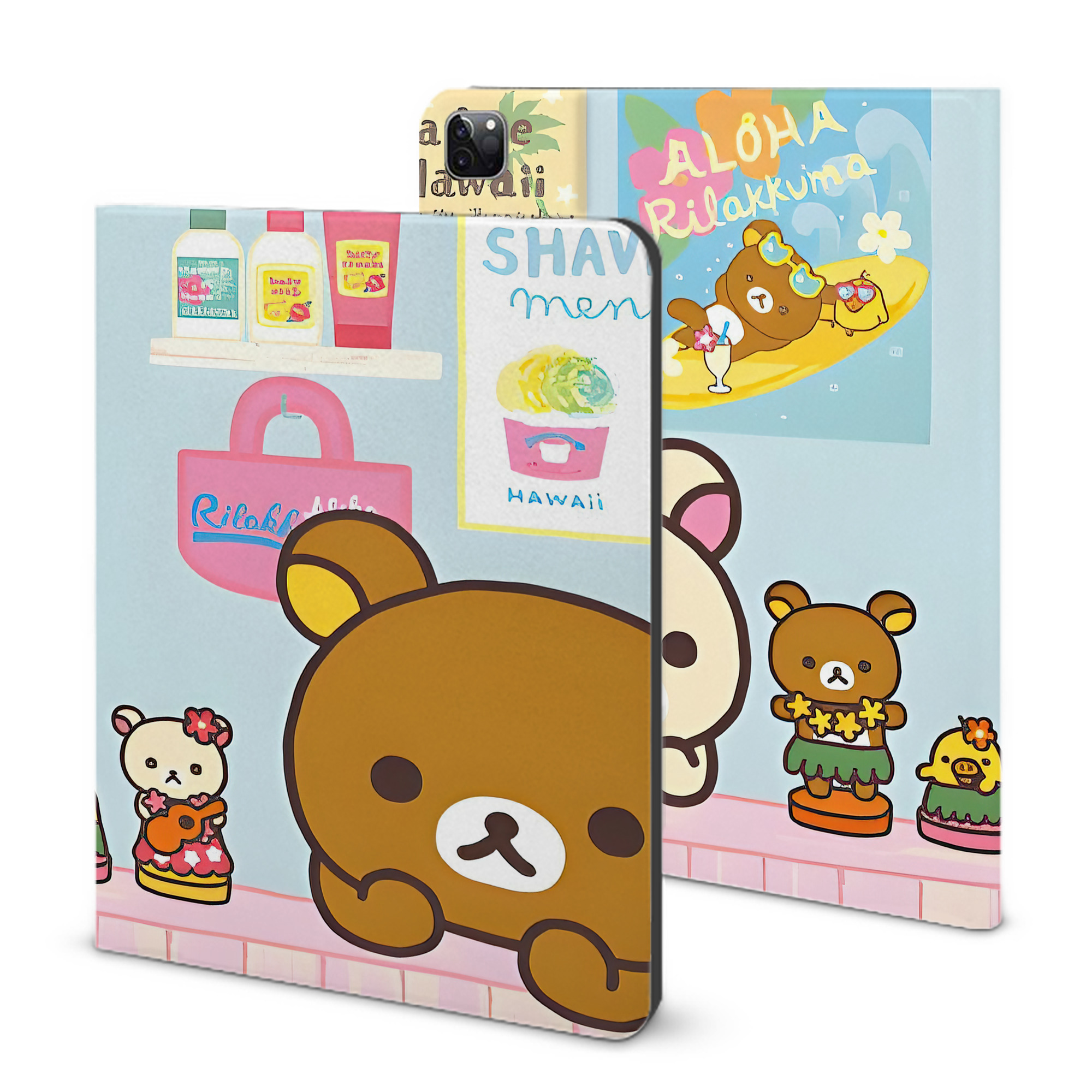 （画像用） リラックマ リラックマ キイロイトリ Rilakkuma Korilakkuma Kiiroitori IPad ケース ブック型 PUレザー TPU 耐衝撃 軽量 薄型 ペン収納なし 全面保護 IPad 各モデル対応